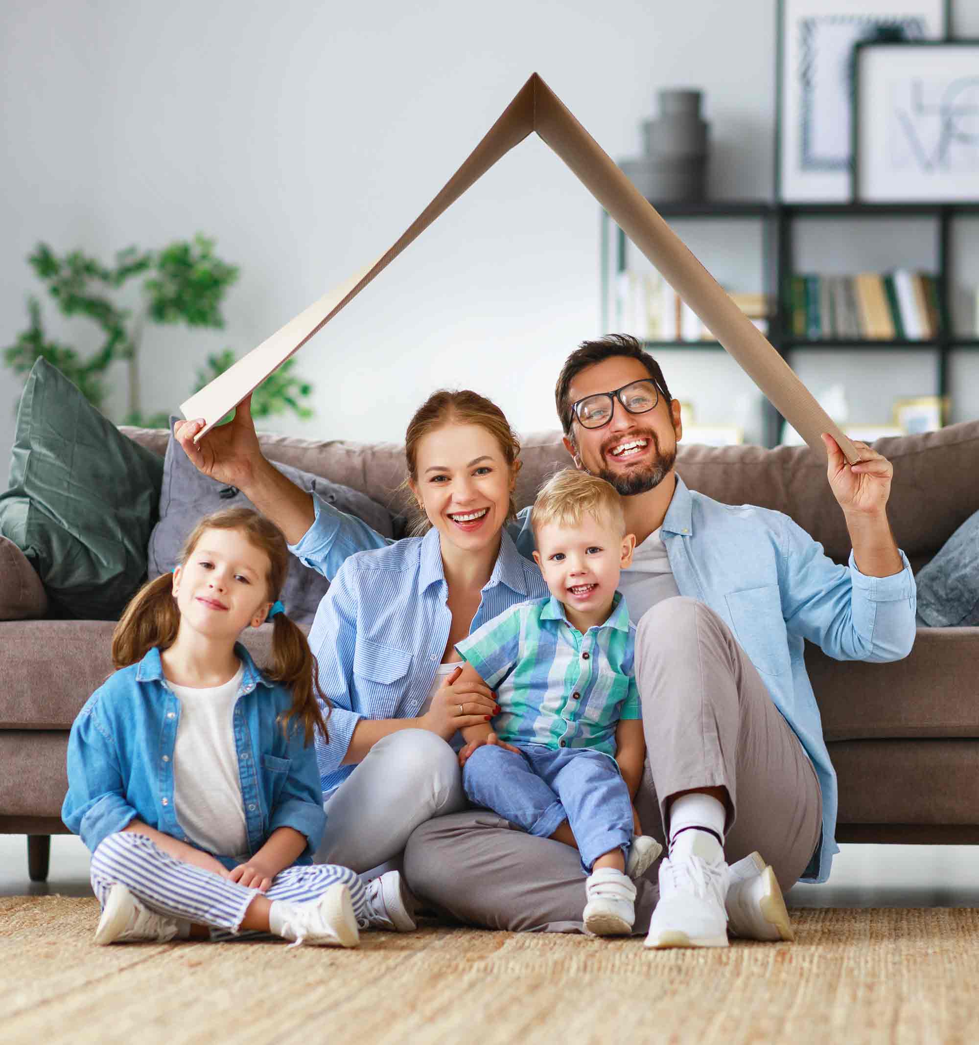 Family in a new home after receiving mortgage advice in Basildon
